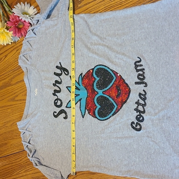 Justice Strawberry Top Criss Cross Shoulders - Girl's 20 - Picture 7 of 8